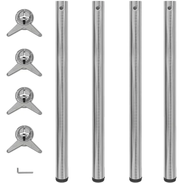 vidaXL Tafelpoten in hoogte verstelbaar geborsteld nikkel 870 mm 4 st