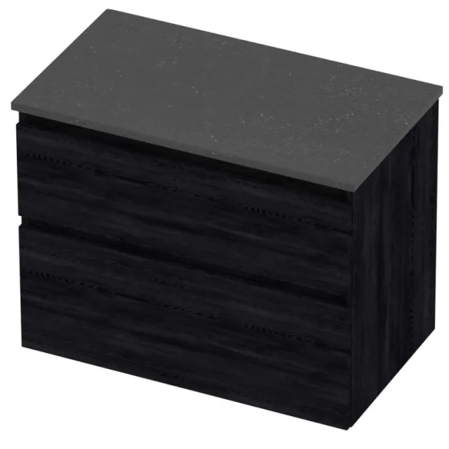 Proline Deck Badmeubelset Hardsteen Asymmetrisch 80x46x55 cm Blue Stone Black Oak Eiken