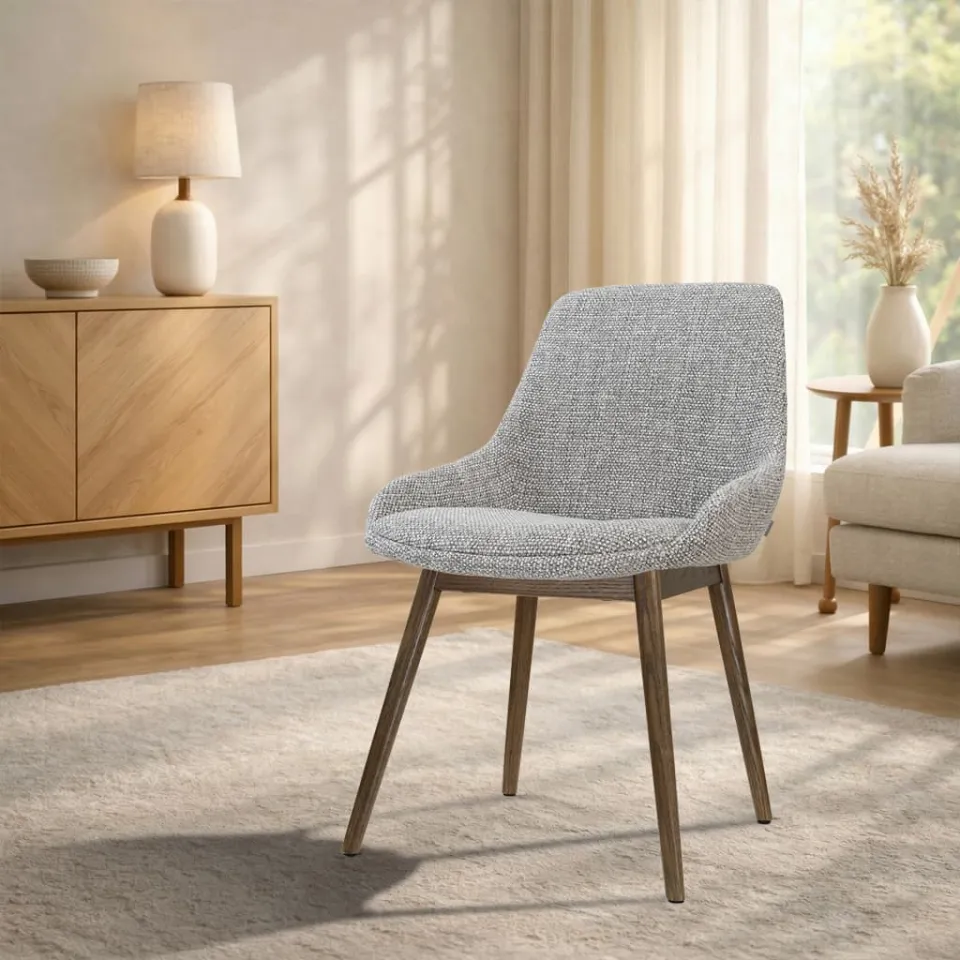 Nolon Nio-Isa eetkamerstoel grijs blend - walnoot houten onderstel, foto 2