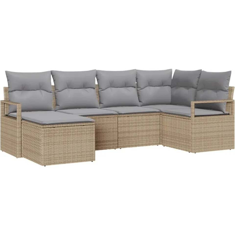vidaXL Bankstel 6 st Beige poly rattan, foto 3