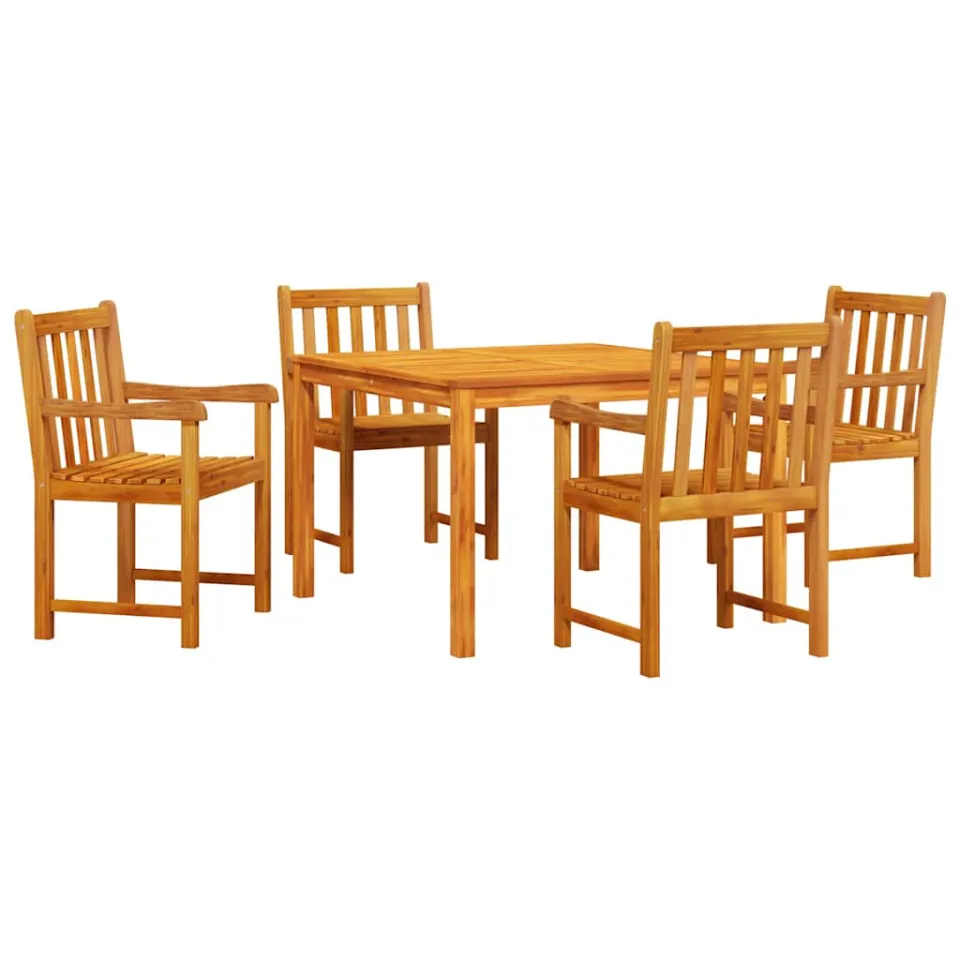 vidaXL Tuin eettafelset 5 st Bruin Massief acaciahout