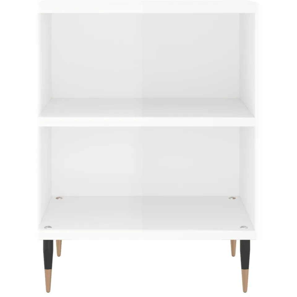 vidaXL Nachtkastjes 2 st 40x30x50 cm bewerkt hout hoogglans wit, foto 4