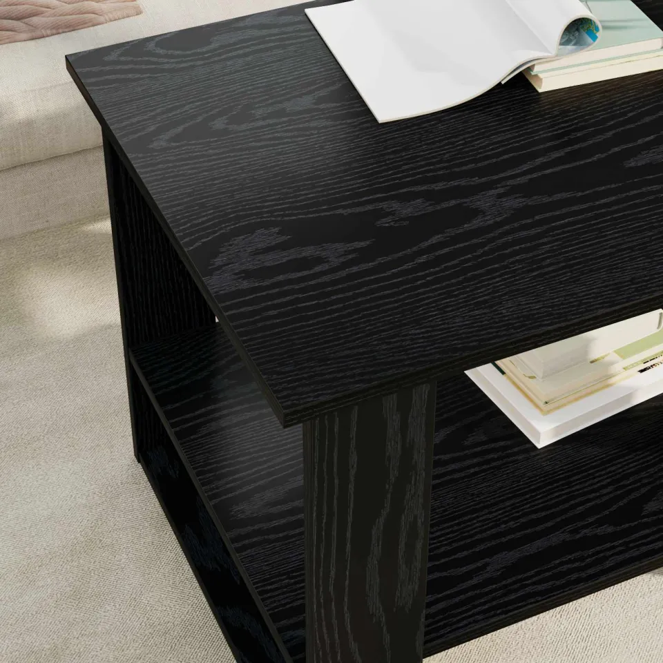 vidaXL Salontafel Zwart Eiken 72 x 50 x 50 cm Bewerkt hout, foto 4