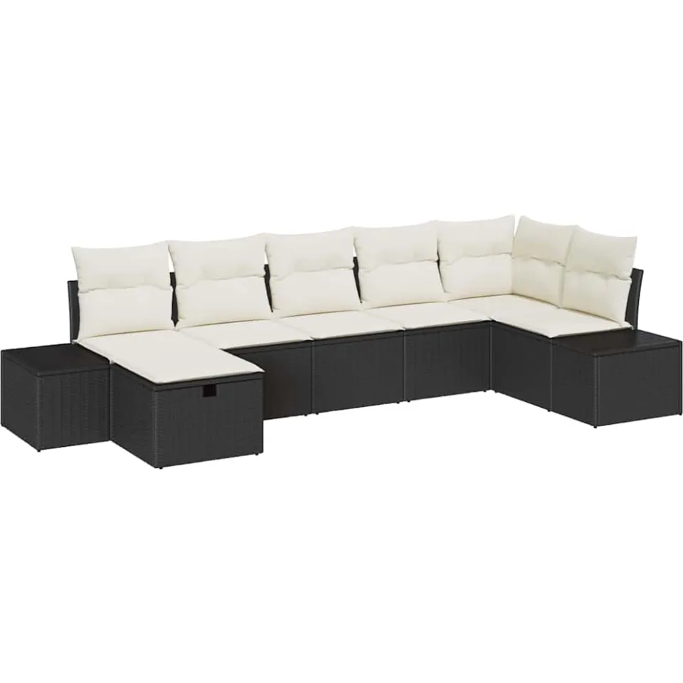 vidaXL Tuin Sofa Set 7 st Zwart poly rattan