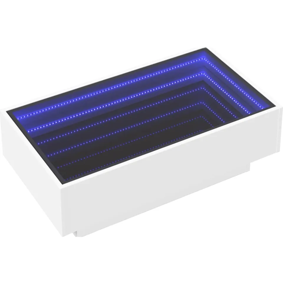 vidaXL Salontafel met LED 90x50x30 cm bewerkt hout wit
