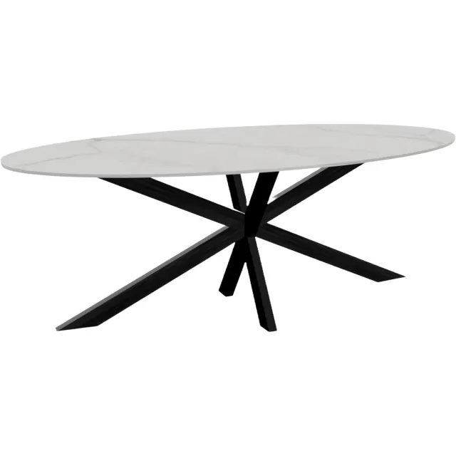 Lizzely Garden & Living Eettafel ovaal 210cm Figo marmerlook wit ovale tafel steen