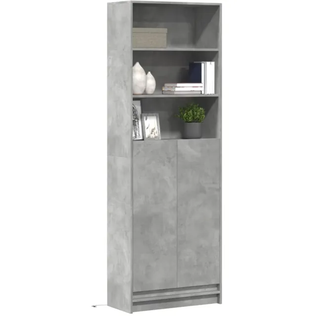 vidaXL Hoge kast met LED 69x32,5x200 cm bewerkt hout betongrijs