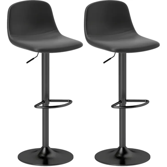 ZYLARO Barkruk - Set Van 2 - Kunstleren Draaibarkrukken - Met Rugleuning En Voetsteun - Metalen Onderstel - Zwart