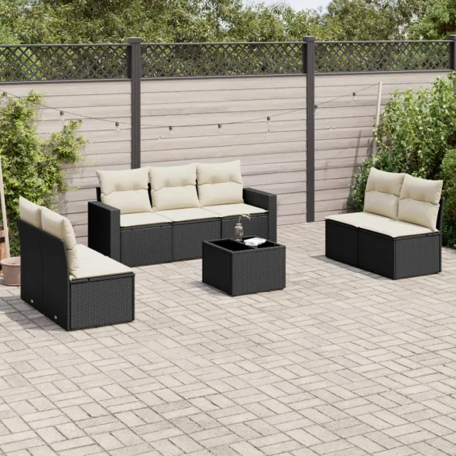 vidaXL 8-delige Loungeset met kussens poly rattan zwart, foto 2