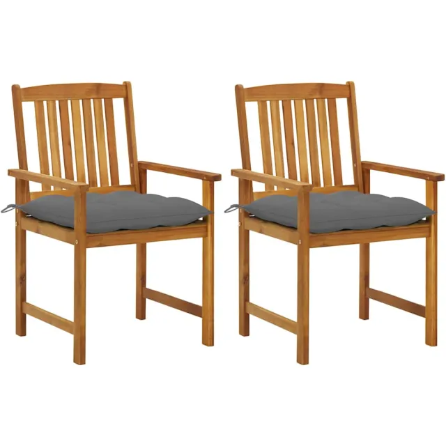 vidaXL Tuinstoelen 2 st met kussens massief acaciahout Grijs