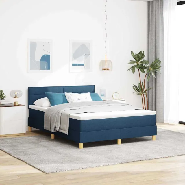 vidaXL Boxspringbed met kussen met hoofdeinde Blauw 140 x 190 cm Stof