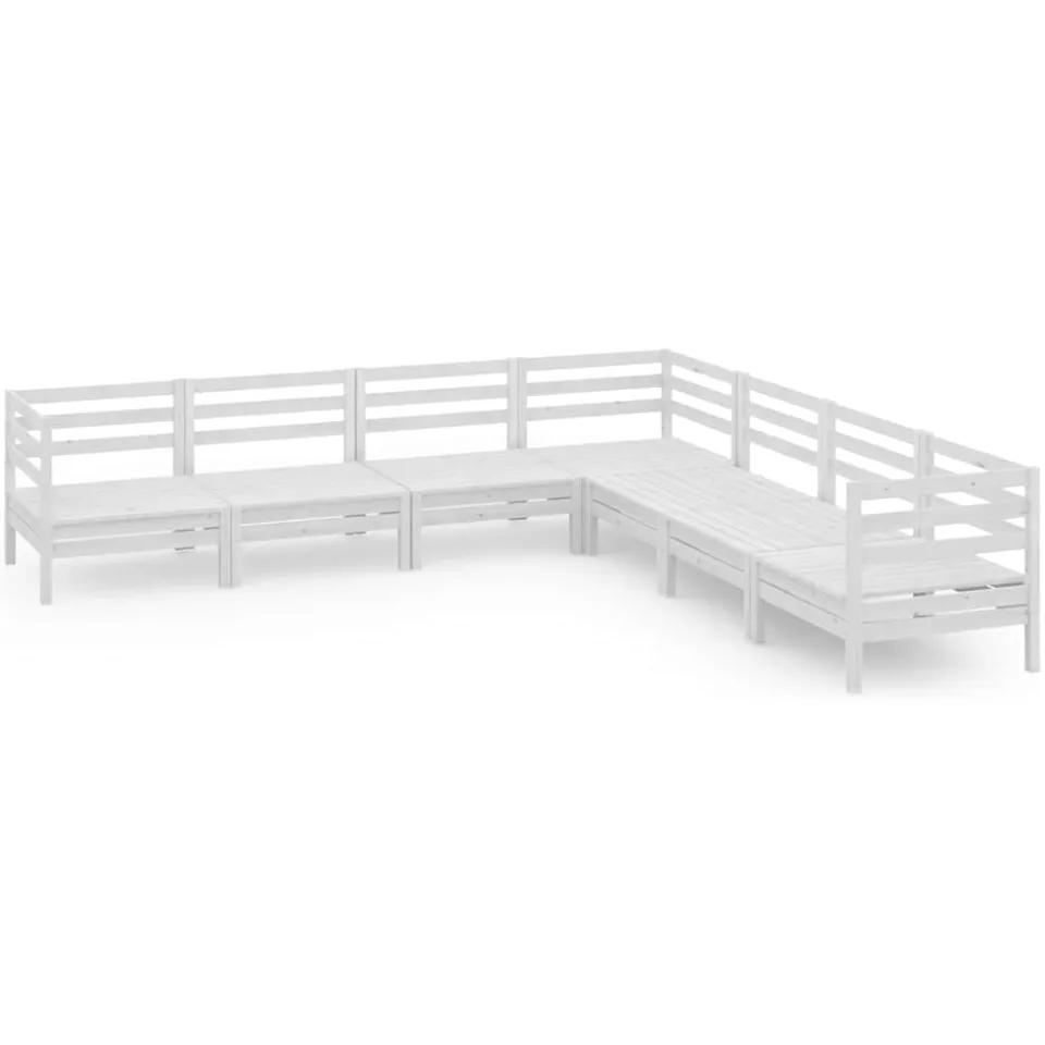 vidaXL 7-delige Loungeset massief grenenhout wit, foto 3