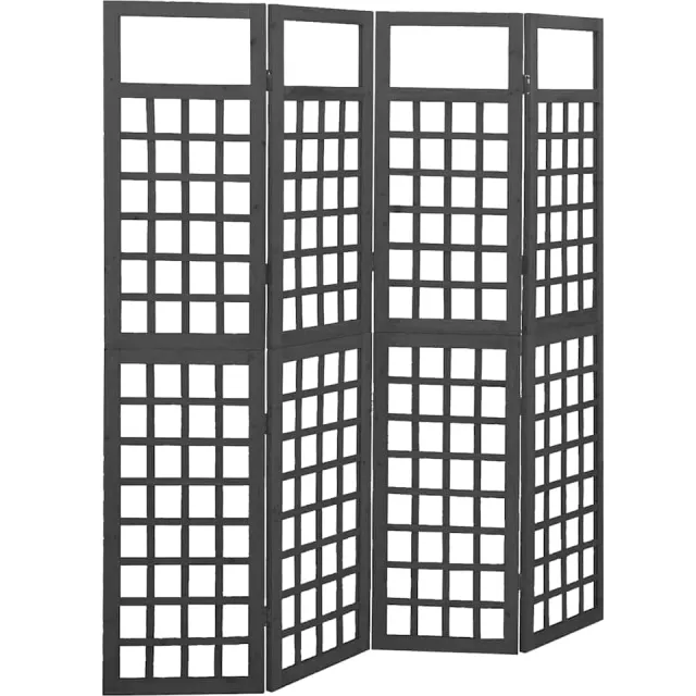 vidaXL Kamerscherm/trellis met 4 panelen161x180 cm vurenhout zwart, foto 2