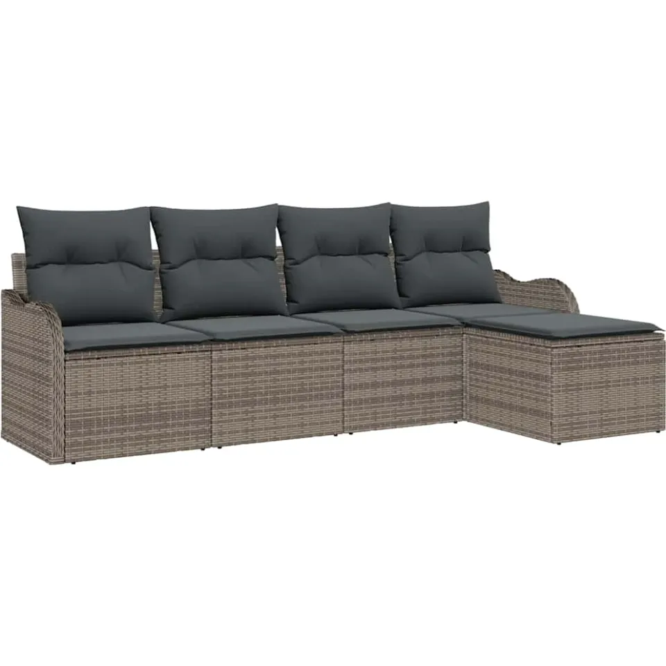 vidaXL Tuin Sofa Set 5 st Grijs poly rattan