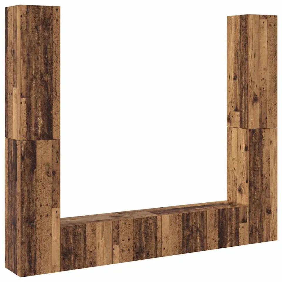 vidaXL Tv-wandkasten 6 st bewerkt hout oud houtkleurig bruin, foto 4