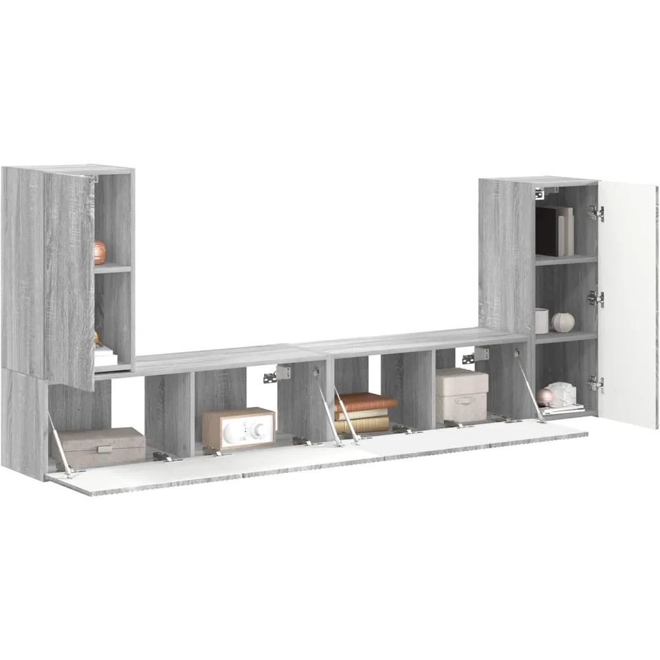 vidaXL Tv-meubelset 4 st Grijs Sonoma Bewerkt hout