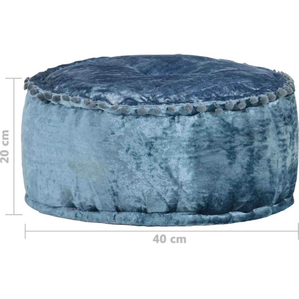 vidaXL Poef rond 40x20 cm fluweel blauw, foto 3