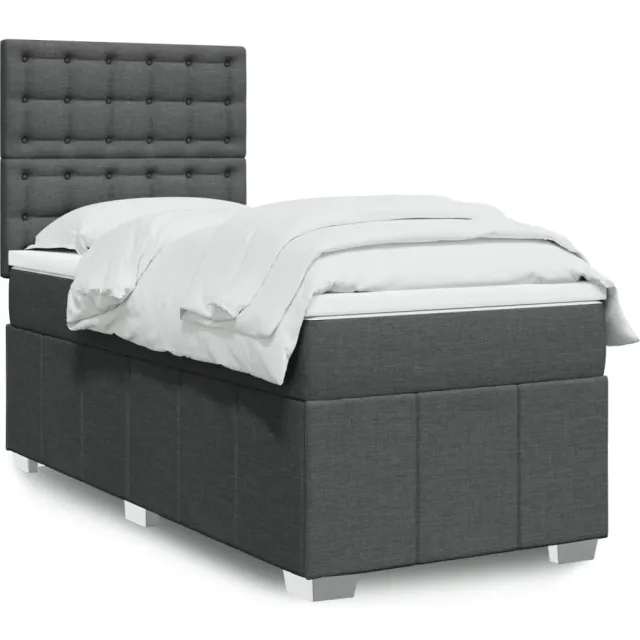 vidaXL Boxspring met matras stof donkergrijs 80x200 cm grijs