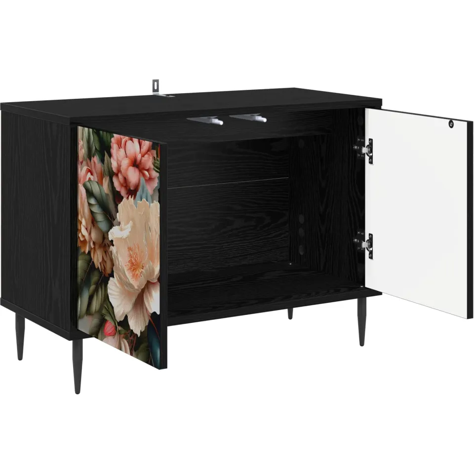 vidaXL Tv-meubel BORNE 69 x 33 x 50,5 cm Zwart eiken Bewerkt hout