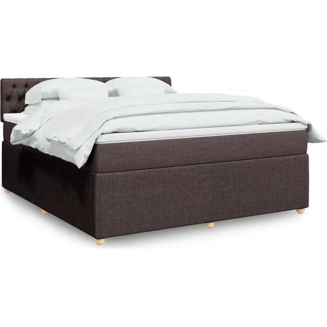 vidaXL Boxspring met matras stof donkerbruin 180x200 cm bruin