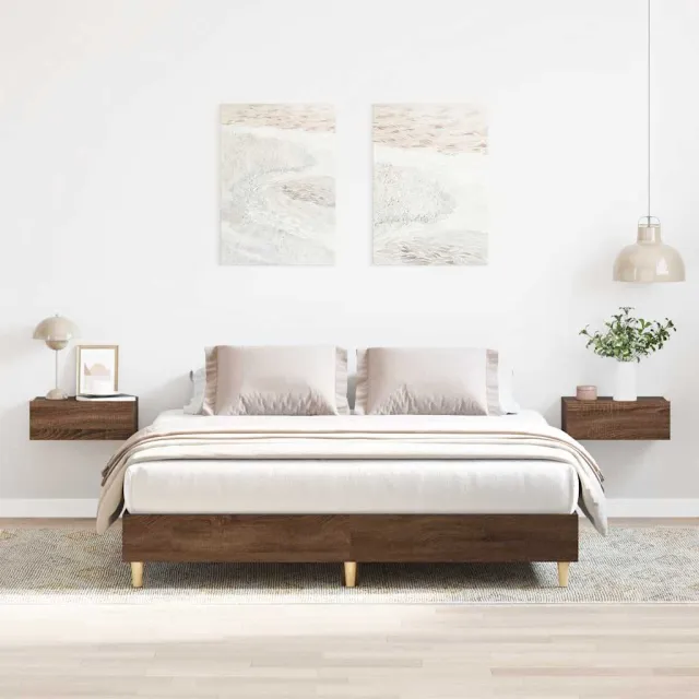 vidaXL Bedframe zonder matras 140x200 cm spaanplaat bruin eikenkleurig