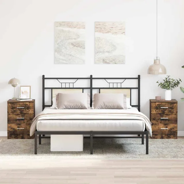 vidaXL Nachtkastjes 2 st 38x35x56 cm bewerkt hout gerookt eikenkleurig, foto 2