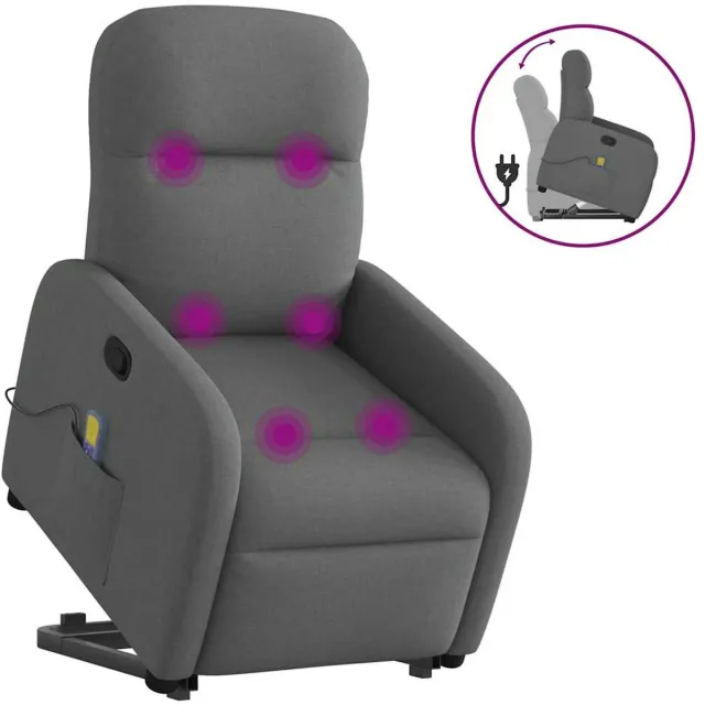 vidaXL Sta-op-massagestoel - verstelbaar - stof - donkergrijs