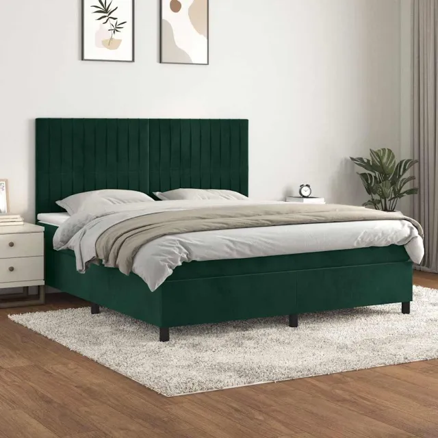 vidaXL Boxspring met matras fluweel donkergroen 160x200 cm groen