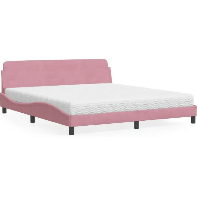 vidaXL Bed met matras "Dover" fluweel roze 180x200 cm