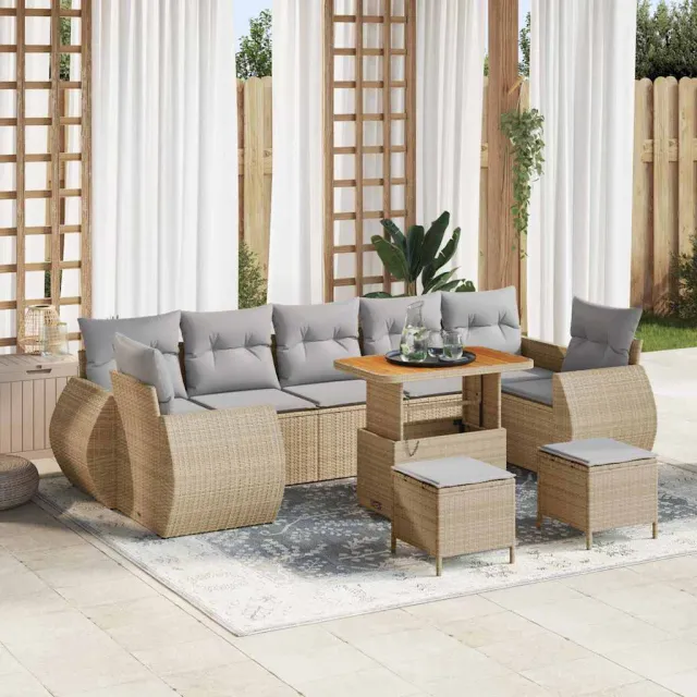 vidaXL Tuinbankenset 10 st Beige poly rattan, foto 2