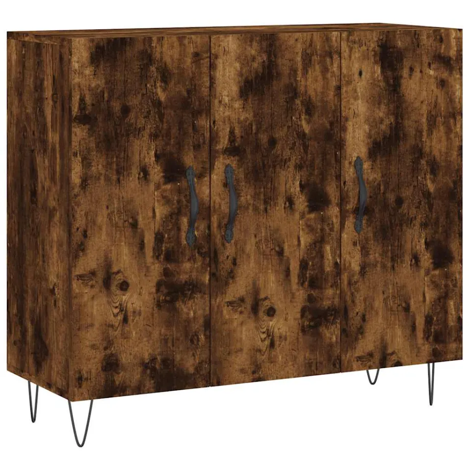 vidaXL Dressoir 90x34x80 cm bewerkt hout gerookt eikenkleurig, foto 3