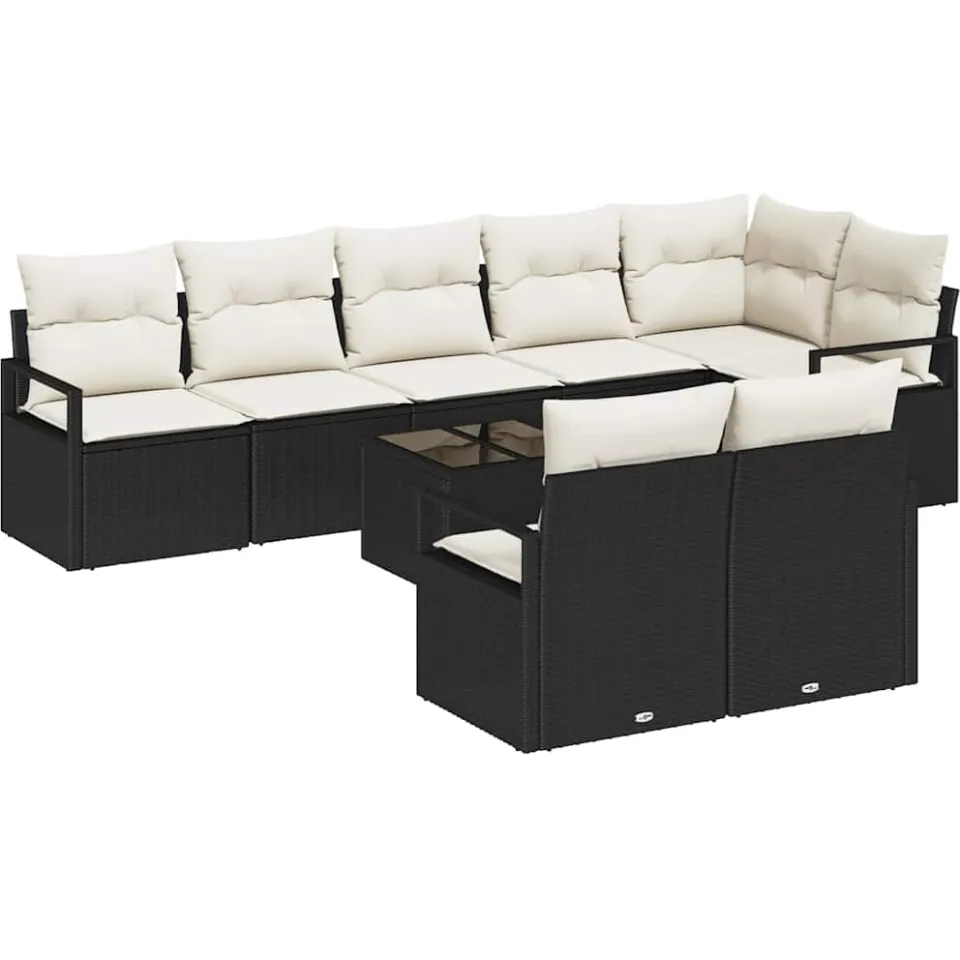 vidaXL Bankstel 9 st Zwart poly rattan