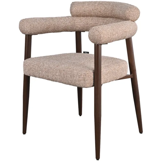 DÉJA Living Eetkamerstoel Lidingö - Taupe/Walnoot Stof - Set van 2