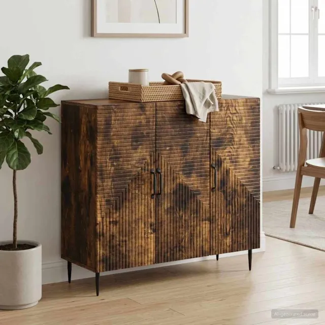vidaXL Dressoir Gerookt eiken 89 x 34,5 x 80 cm Bewerkt hout Bruin