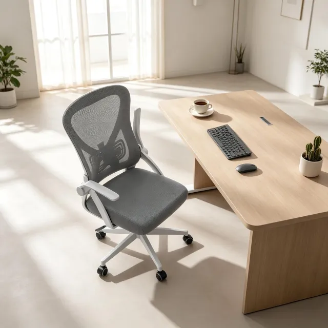 MODFU Bureaustoel - Ergonomisch Draaibaar - Verstelbare Zithoogte - Mesh - Grijs