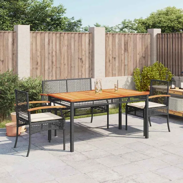 vidaXL 4-delige Tuinset met kussens poly rattan zwart, foto 2