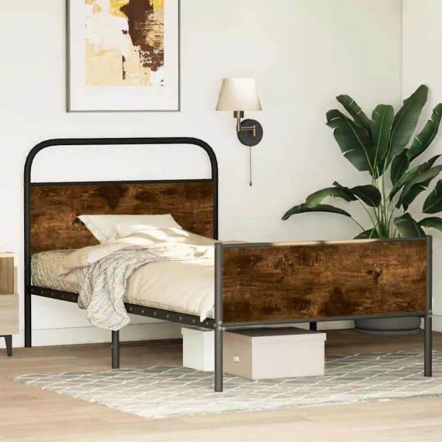 vidaXL Bedframe zonder matras bewerkt hout sonoma eikenkleur 107x203cm
