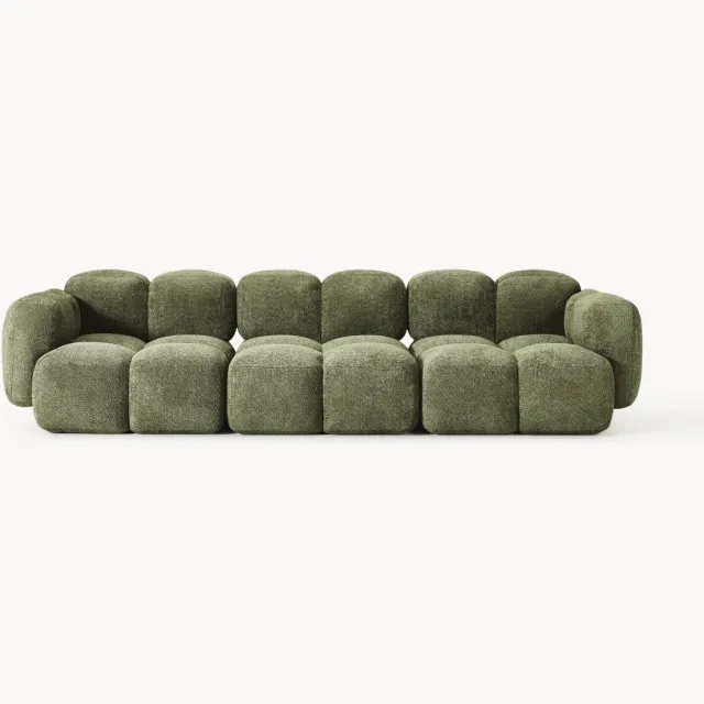Westwing Collection Modulaire bank Tayla (4-zits) van teddy bouclé Groen