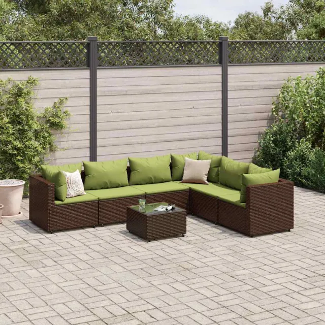 vidaXL 7-delige Loungeset met kussens poly rattan bruin, foto 2