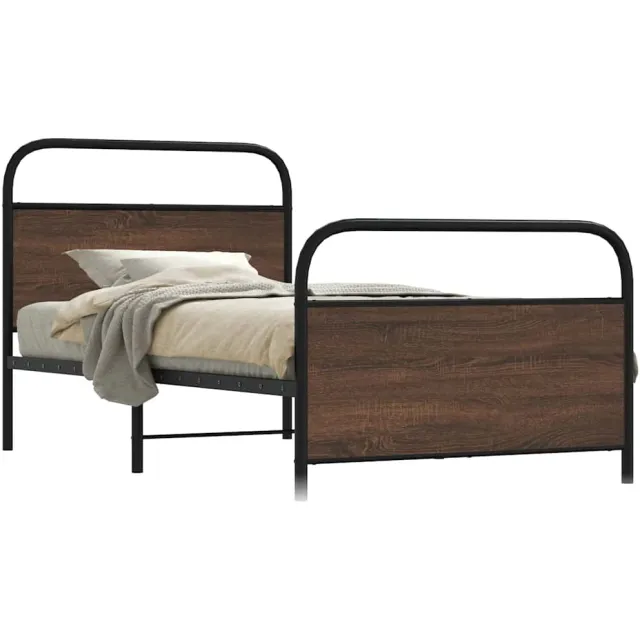 vidaXL Bedframe zonder matras bewerkt hout bruin eikenkleur 100x190 cm