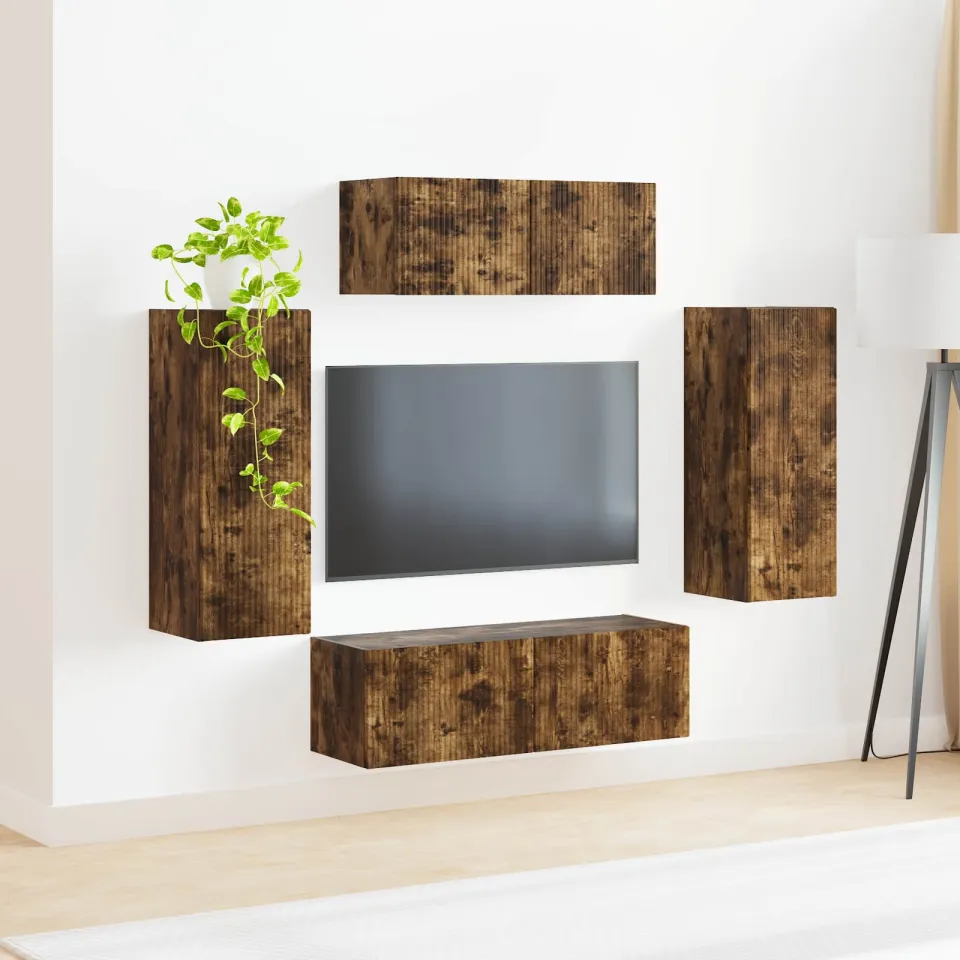 vidaXL Tv-meubelset 4 st Gerookt eiken Bewerkt hout, foto 4