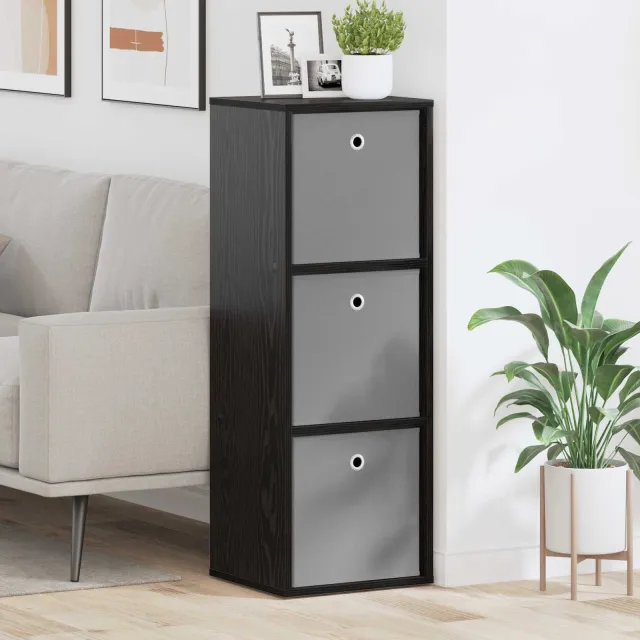 vidaXL Dressoir met lade Zwart Eiken 35 x 32 x 99,5 cm, foto 2