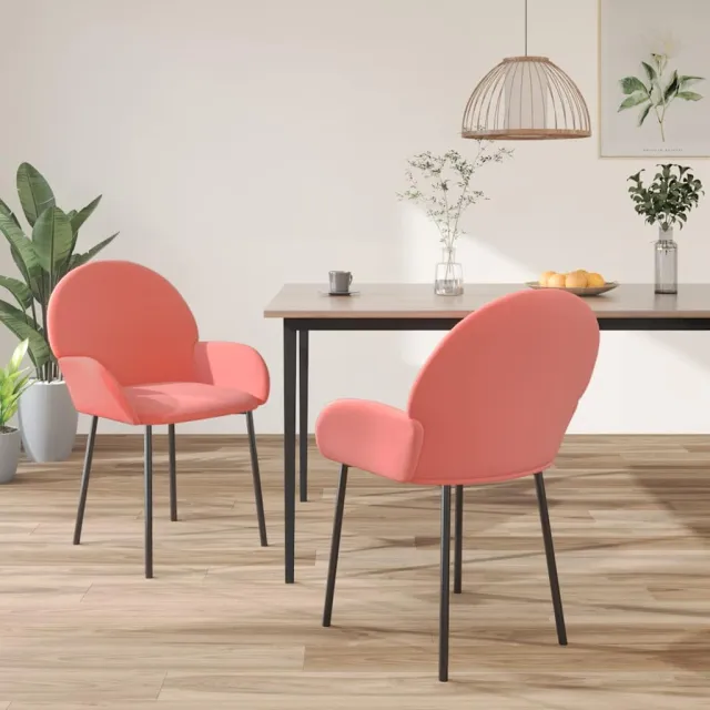 vidaXL Eetkamerstoelen 2 st fluweel roze, foto 2