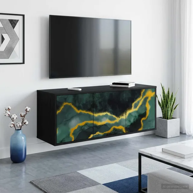 vidaXL Wandgemonteerd tv-meubel WIJHE 102 x 33 x 40 cm Zwart eiken, foto 2