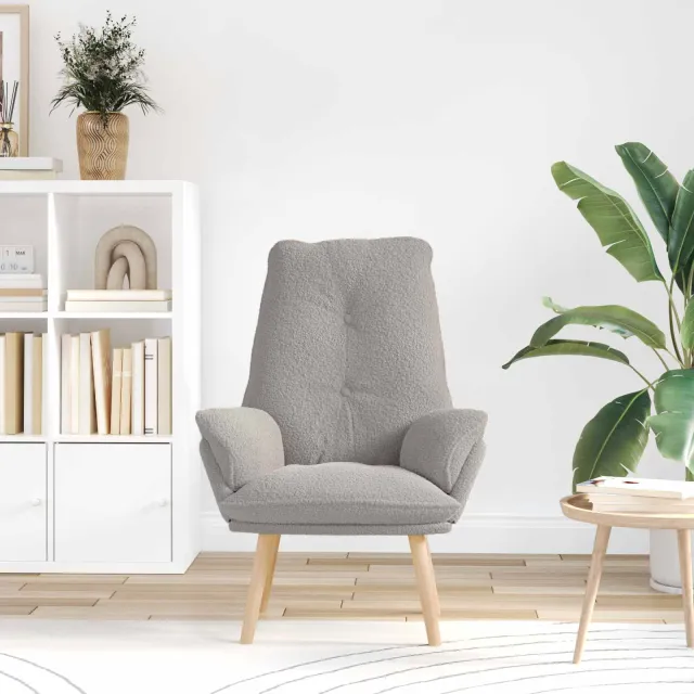 vidaXL Fauteuil Lichtgrijs 69 x 74 x 93 cm Sherpa Stof