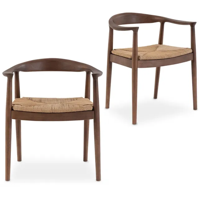 IDIMEX Eetkamerstoelen TENO, set van 2, van massief hout – donkerbruin/naturel natuur