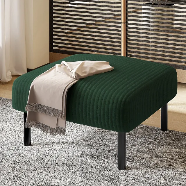 CHICFURN Voetenbankje - Gepolsterd - Metalen frame - Emerald Emerald groen