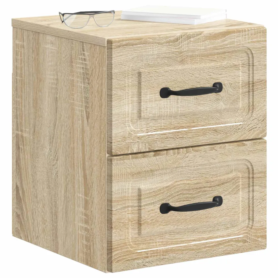 vidaXL Wandbeugel Bedkast Sonoma Eiken 34,5 x 33 x 40 cm Bewerkt hout Bruin
