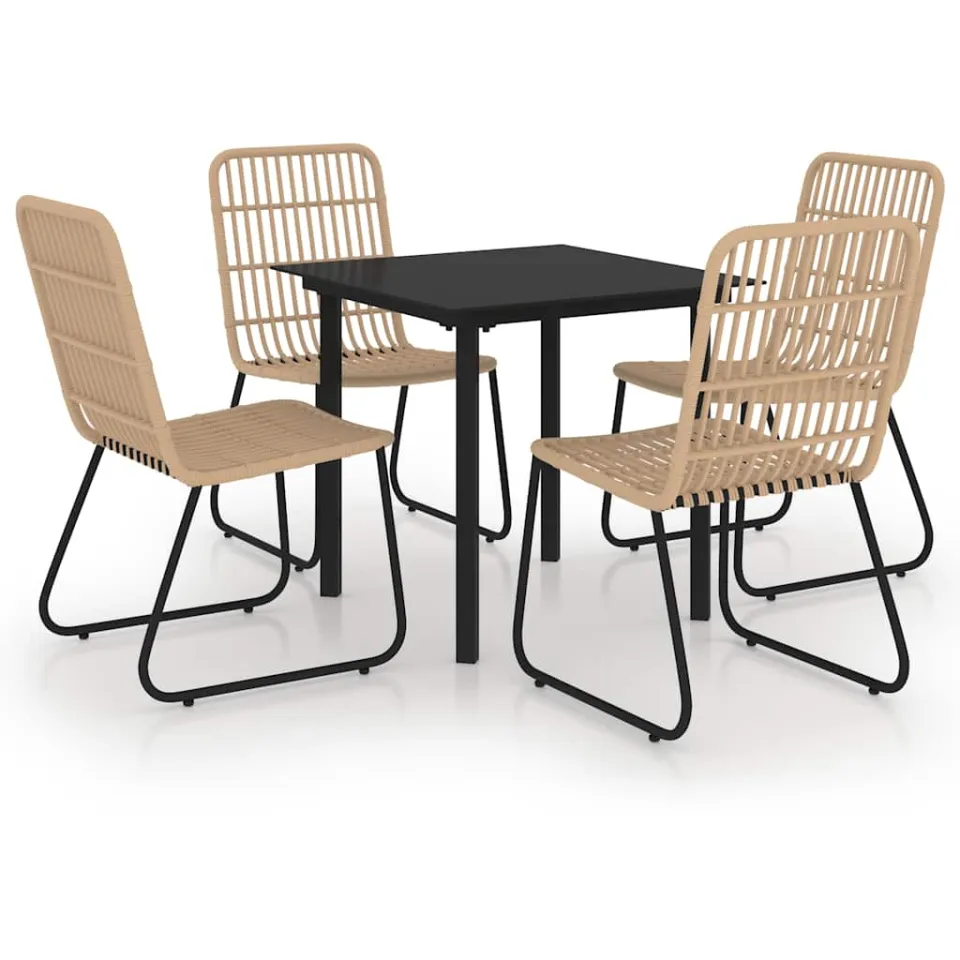 vidaXL 5-delige Tuinset poly rattan en glas bruin, foto 3
