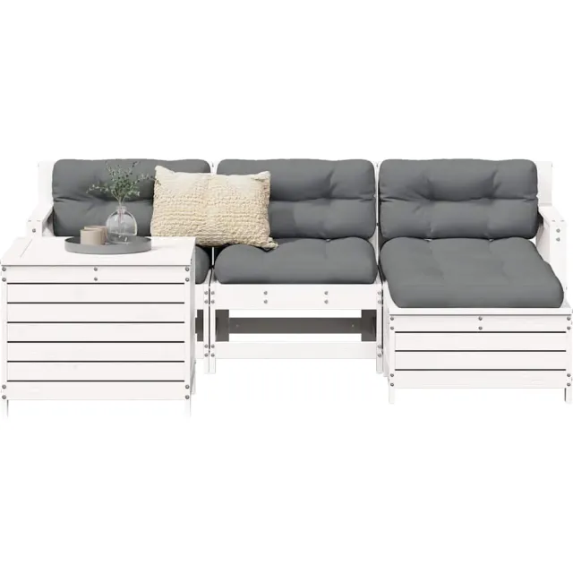 vidaXL 5-delige Loungeset massief grenenhout wit